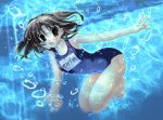 brown_hair knave name_tag one-piece_swimsuit school_swimsuit swimsuit tsukihime underwater yumizuka_satsuki 