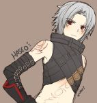  .hack//g.u. .hack//roots 1boy elbow_gloves gloves haseo kurot lowres male midriff red_eyes silver_hair solo tattoo 