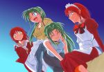  crossover green_hair higurashi_no_naku_koro_ni hisui kohaku maid siblings sonozaki_mion sonozaki_shion tsukihime twins 