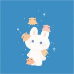  ayu_(mog) blue_background flapjack_octopus looking_at_viewer no_humans octopus original parted_lips rabbit signature simple_background sparkle 