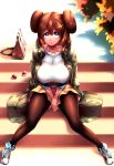  1girl black_legwear blue_eyes breasts brown_hair double_bun highres jacket large_breasts long_hair looking_at_viewer mei_(pokemon) open_mouth pantyhose pokemon pokemon_(game) pokemon_bw2 solo tokyo_(great_akuta) twintails very_long_hair 