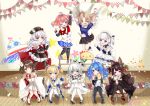  6+girls :d :o ;d ^_^ absurdres ahoge aiguillette akagi-chan_(azur_lane) american_flag_legwear anchor_necklace animal animal_ears apron arm_up arms_up azur_lane bangs bare_shoulders belchan_(azur_lane) belfast_(azur_lane) bell bird black_dress black_footwear black_gloves black_headwear black_kimono black_legwear black_skirt blonde_hair blue_bow blue_capelet blue_dress blue_eyes blue_footwear blue_hair blue_skirt blunt_bangs blush bow bowtie bracelet braid breasts brown_hair cape capelet chair character_doll chick child_drawing choker clenched_hands closed_eyes coat_dress collarbone collared_dress commander_(azur_lane) commentary_request confetti detached_collar doll double_v dress elbow_gloves eyebrows_visible_through_hair fake_wings fingerless_gloves fox_ears fox_girl fox_tail french_braid frilled_apron frills full_body fur-trimmed_cape fur_trim gloves gold_trim group_picture hair_bell hair_between_eyes hair_bow hair_intakes hair_ornament hairclip hand_on_hip hat hiei-chan_(azur_lane) highres holding holding_animal holding_doll horns huge_filesize index_finger_raised iron_cross japanese_clothes jewelry jumping kimono knees_together_feet_apart lace-trimmed_headwear lace_trim little_cleveland_(azur_lane) little_helena_(azur_lane) little_illustrious_(azur_lane) little_renown_(azur_lane) little_san_diego_(azur_lane) long_hair long_sleeves looking_at_another looking_at_viewer low_twintails maid_apron maid_headdress manjuu_(azur_lane) midriff_peek military_hat multicolored multicolored_cape multicolored_clothes multiple_girls multiple_tails nako_nya navel necktie one_eye_closed one_side_up open_mouth outstretched_arm pantyhose parted_bangs peaked_cap pink_eyes pleated_dress pleated_skirt red_bow red_eyes red_footwear red_neckwear red_skirt redhead ribbon sakuramon shadow shirt shoes short_hair sidelocks signature silver_hair sitting skirt sleeveless sleeveless_dress sleeveless_shirt small_breasts smile stage standing standing_on_chair star_(symbol) star_print strapless strapless_dress string_of_flags tail thigh-highs tilted_headwear twintails two_side_up v very_long_hair waist_apron white_apron white_cape white_dress white_footwear white_gloves white_headwear white_legwear white_shirt wide_sleeves wings zeppelin-chan_(azur_lane) zettai_ryouiki |d 