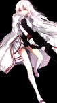  1girl absurdres bangs black_background blush bow cape cloak commentary_request eyebrows_visible_through_hair fire girls_frontline gloves gun hair_between_eyes hair_ornament hair_ribbon hairclip highres holding holding_gun holding_weapon iws-2000_(girls_frontline) knee_up kneehighs legs light_particles long_hair looking_away looking_down military military_uniform pleated_skirt ribbon rifle serious shirt shoes sidelocks silver_hair skirt socks solo sskylarks thighs uniform violet_eyes weapon white_cloak white_footwear white_gloves white_hair white_legwear white_skirt 