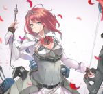  1girl akicosmossakasa ark_royal_(kantai_collection) blue_eyes brown_gloves fingerless_gloves flower gloves hairband highres kantai_collection red_flower red_ribbon red_rose redhead ribbon rose short_hair solo tiara 