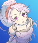  +_+ 1girl :o dress fire_emblem fire_emblem:_genealogy_of_the_holy_war hairband highres jewelry long_hair open_mouth ponytail purple_hair simple_background solo tailtiu_(fire_emblem) thike_sbm violet_eyes wide-eyed 