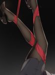  1girl black_background black_footwear black_legwear black_skirt commentary_request high_heels legs_up office_lady original out_of_frame pantyhose red_ribbon restrained ribbon simple_background skirt solo yumemi_(kiowa) 