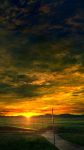  clouds cloudy_sky guard_rail highres horizon mks no_humans original outdoors power_lines road sky sunset telephone_pole yellow_sky 
