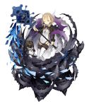  1girl blonde_hair braid briar_rose_(sinoalice) eyebrows_visible_through_hair flat_chest frills full_body holding holding_staff ji_no looking_at_viewer official_art one_eye_closed sinoalice solo staff stuffed_toy tattoo thigh-highs thorns transparent_background yellow_eyes 
