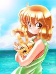  cat ocean orange_eyes original red_hair redhead sea short_hair smile zan 