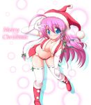  christmas cleavage hat jester_cap matatabi matatabi_(2ccp) santa_costume thigh-highs thighhighs 