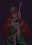  animated animated_gif arm_up catbell china_dress chinese_clothes christmas christmas_lights christmas_tree christmas_tree_(cosplay) cosplay gif hat hong_meiling long_hair red_hair standing_on_one_leg star touhou very_long_hair 