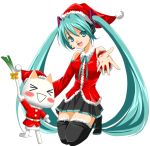  christmas hatsune_miku long_hair santa santa_costume sinko thighhighs twintails very_long_hair vocaloid 