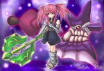  axe blue_eyes elbow_gloves gloves pink_hair presea_combatir solo tales_of_(series) tales_of_symphonia twintails warrior weapon 