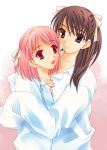  dress_shirt ever_17 game_cg hug matsunaga_sara pink_hair ribbon ribbons shirt twintails yagami_coco 