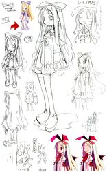  character_design disgaea disgaea_1 flonne flonne_(fallen_angel) long_hair makai_senki_disgaea ribbon ribbons sketch thighhighs 