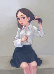  hairdressing mouth_hold school_uniform weno 