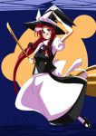  blue_eyes braid broom cosplay hat hong_meiling kirisame_marisa kirisame_marisa_(cosplay) red_hair redhead solo touhou twin_braids witch_hat 