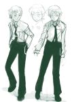  green male monochrome necktie profile school_uniform weno 