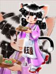  cat_ears cat_tail original serving_tray tail traditional_clothes tray waitress zan 