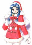  bag bell christmas fujita_(speedlimit) hat huzita mittens pantyhose ribbon ribbons sack santa_hat suzumiya_haruhi_no_yuuutsu traditional_media white_legwear 