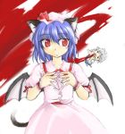  bat_wings blood blue_hair cat_ears epic_nosebleed hat izana izana_minagi izayoi_sakuya kemonomimi_mode lowres nosebleed red_eyes remilia_scarlet touhou wings 