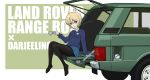  1girl absurdres black_legwear blonde_hair blue_eyes blue_sweater braid car darjeeling_(girls_und_panzer) girls_und_panzer ground_vehicle highres kano_(nakanotakahiro1029) legs motor_vehicle pantyhose school_uniform sweater 