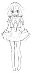  1girl :o arms_at_sides bangs blush dress full_body hair_between_eyes highres kawaii_rowa lineart long_hair looking_at_viewer low_twintails necktie original solo standing startled twintails 