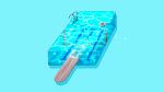  absurdres blue_background food highres innertube ladder no_humans original pool popsicle popsicle_stick solo summer tragic_vacance6 water 