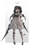  1girl absurdres belt black_hair dagger demon_wings dress dual_wielding highres holding holding_dagger holding_sword holding_weapon horns looking_to_the_side mini_wings original red_eyes shinyoung_kim short_hair solo sword weapon white_dress wings 