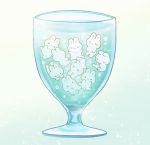  &gt;_&lt; &gt;_o :3 afloat air_bubble ayu_(mog) blush bubble cup in_container in_cup looking_at_viewer no_humans one_eye_closed original rabbit signature smile 