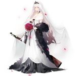  dress girls_frontline gun kar98k_(girls_frontline) rifle weapon wedding_dress white_hair 