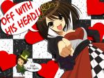  1600x1200 checkered chibi cosplay english heart highres kyon parody pointing pointing_at_viewer queen_of_hearts queen_of_hearts_(cosplay) suzumiya_haruhi suzumiya_haruhi_no_yuuutsu wallpaper 