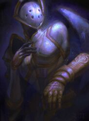  1other absurdres angel armor detached_arm full_armor glittermoonie helmet highres power_(ultrakill) silver_armor ultrakill upper_body 