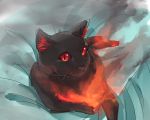 animal cat fire kaenbyou_rin kaenbyou_rin_(cat) looking_at_viewer no_humans red_eyes solo temmasa22 touhou 