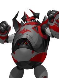  bangboo_(zenless_zone_zero) clenched_hands cockpit control_stick cyclops highres horns lockspring_(zenless_zone_zero) mecha no_humans official_art one-eyed open_cockpit piloting red_eyes robot solo transparent_background zenless_zone_zero 