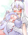  between_breasts blush breast_pillow breast_smother fujiwara_no_mokou hug kamishirasawa_keine lowres nyagakiya touhou 