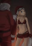  bikini_top blonde_hair blue_eyes christmas itsutsu original santa santa_claus santa_costume shorts swimsuit 