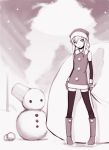  mamoru_(artist) monochrome original pink snowman thighhighs 