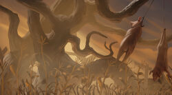  absurdres day dead_by_daylight hanging highres hook in-universe_location juan_silva no_humans pig scenery tree wheat 