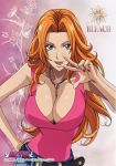  belt bleach blue_eyes breasts cleavage curvy fingernails highres huge_breasts large_breasts long_fingernails long_hair long_nails matsumoto_rangiku nail_polish nails orange_hair redhead 