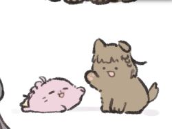  ._. :d ahoge animal_focus animal_with_hair animalization anyoji_hime anyoji_hime_(seal) ao_kaeru closed_eyes dog kachimachi_kosuzu link!_like!_love_live! love_live! multi-tied_hair no_humans open_mouth paint_chat_(medium) ponytail seal_(animal) side_ahoge simple_background smile virtual_youtuber white_background 