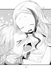  >_< 029 2girls =_= acieth_alla arras_ramus blush child closed_eyes crying dress greyscale hataraku_maou-sama! highres hug long_hair monochrome multiple_girls novel_illustration official_art open_mouth raised_inner_eyebrows shirt short_hair short_sleeves sidelocks smile snot sweat tears third-party_source v-shaped_eyebrows wavy_hair wavy_mouth 