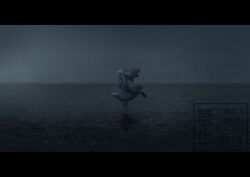  1girl absurdres animal_ears bow bowtie brown_hair closed_mouth clouds cloudy_sky commentary ear_covers ear_ribbon hair_between_eyes highres horse_ears horse_girl horse_tail letterboxed long_hair looking_at_viewer mukai_saki multicolored_hair ocean outdoors pleated_skirt puffy_short_sleeves puffy_sleeves purple_bow purple_bowtie purple_shirt red_eyes ribbon sailor_collar sailor_shirt school_uniform shirt short_sleeves skirt sky solo still_in_love_(umamusume) streaked_hair tail tracen_school_uniform umamusume veil water white_sailor_collar white_skirt white_streaks white_veil 