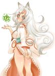  animal_ears back blush bodypaint covering covering_ass curly_hair enraku_(pixiv) grey_eyes issun japanese_clothes kimono legs long_hair okami personification tsuutenkaaku white_hair 