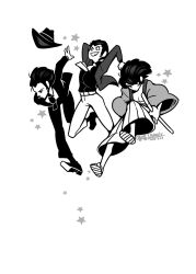  4boys alpha_transparency arsene_lupin_iii aulauly beard cigarette crack cracked_wall crash crumbling face_down facial_hair fallen_down falling fedora hakama hat highres holding holding_sword holding_weapon ishikawa_goemon_xiii japanese_clothes jigen_daisuke jumping lupin_iii multiple_boys seeing_stars sideburns sword symbol-shaped_pupils top-down_bottom-up transparent_background weapon x-shaped_pupils zenigata_kouichi 