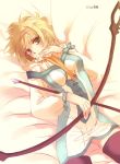  blonde_hair bow_(weapon) gloves green_eyes hairband natalia_luzu_kimlasca_lanvaldear tales_of_(series) tales_of_the_abyss thigh-highs thighhighs weapon 