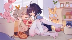 blush bronya_zaychik chinese_commentary commentary_request feet honkai_(series) honkai_gakuen honkai_impact_3rd loli pantyhose seele_vollerei tsubasa_tsubasa white_pantyhose yuri 