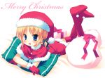  christmas feet lying meito_(maze) on_stomach original santa_costume solo thigh-highs thighhighs 