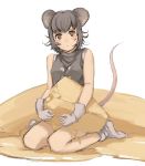  blush_stickers brown_eyes cheese gloves kneeling mouse_ears mouse_tail original short_hair socks tail tamaru_tokihiko 