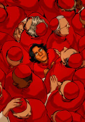  6+boys aldo_bellini black_hair cassock commentary conclave crowd english_commentary giulio_sabbadin glasses goffredo_tedesco grey_hair highres joseph_tremblay joshua_adeyemi looking_at_another looking_up multiple_boys priest thomas_lawrence tuherrus vincent_benitez 